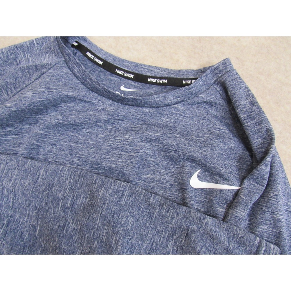 Nike Swim Dri-FIT Mens XL Blue Heathered Long Sleeve Rash Guard UPF 40+ Shirt